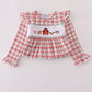 Red plaid farm embroidery ruffle pants set
