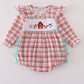 Red plaid farm embroidery ruffle bubble