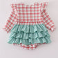 Red plaid farm embroidery ruffle bubble