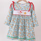 Santa claus cookie french knot ruffle dress