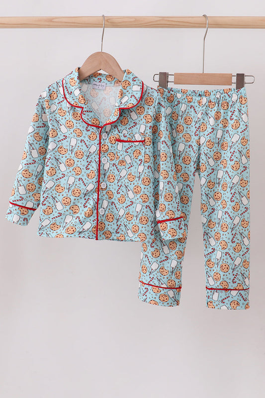 Santa claus cookie print pajams set