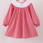Red woven christmas tree reindeer smocked dress