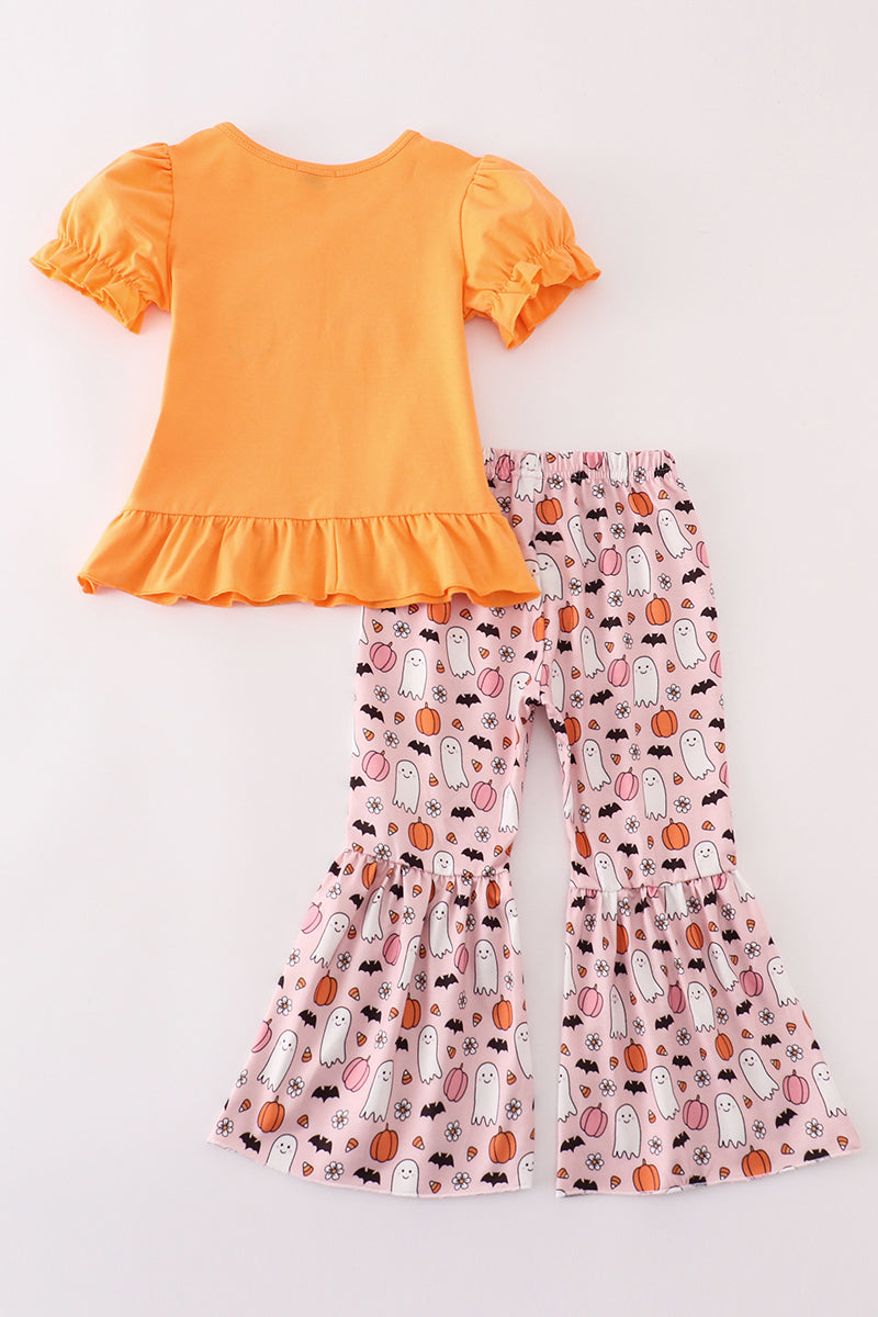 Orange halloween ghost pumpkin girl set