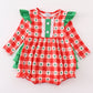 Red christmas tree gingham girl bubble