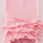 Pink floral bow print ruffle pants set
