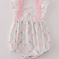 Pink floral bow print ruffle bubble
