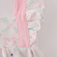 Pink floral bow print ruffle bubble