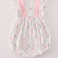 Pink floral bow print ruffle bubble