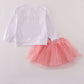 Pink princess embroidery tutu skorts set