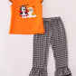 Orange halloween bluey french knot ruffle pants set