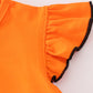 Orange halloween bluey french knot ruffle pants set