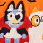 Orange halloween bluey french knot ruffle pants set