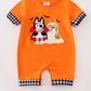 Orange halloween character french knot romper