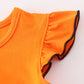 Orange halloween bluey french knot ruffle bubble