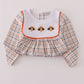 Orange turkey embroidery plaid ruffle pants set
