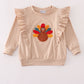 Beige turkey french knot ruffle top