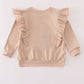 Beige turkey french knot ruffle top