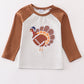 Rust stripe turkey applique boy top