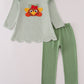 Green turkey french knot stripe pants set