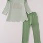 Green turkey french knot stripe pants set