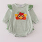 Green turkey french knot stripe ruffle bubble