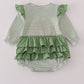 Green turkey french knot stripe ruffle bubble