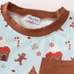 Blue christmas gingerbread boy pants set