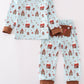 Blue christmas gingerbread boy pants set