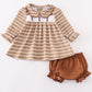 Brown deer embroidery girl bloomer set