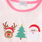 Pink christmas santa reindeer tree embroidery girl set