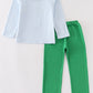 Green christmas tree applique boy pants set
