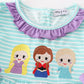 Green stripe princess embroidery girl dress