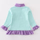 Green stripe princess embroidery girl pullover