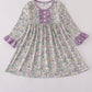 Purple floral print ruffle dress
