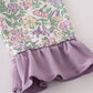 Purple floral print ruffle dress