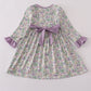 Purple floral print ruffle dress