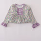 Purple floral print ruffle dress