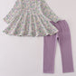Purple floral print pants set