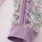 Purple floral print ruffle romper