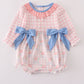 Pink floral print ruffle bow bubble