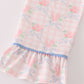 Pink floral print ruffle pajamas set