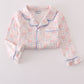 Pink floral print ruffle pajamas set