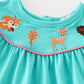 Teal floral print forest animal embroidery baby set