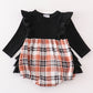 Rust plaid girl ruffle bubble