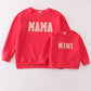 Red MAMA&MINI applique fleece mom&me sweatshirt