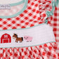 Red farm smocked ruffle pants set