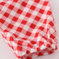 Red farm smocked ruffle pants set