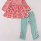 Red farm smocked ruffle pants set