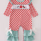 Red farm smocked ruffle romper
