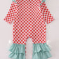 Red farm smocked ruffle romper